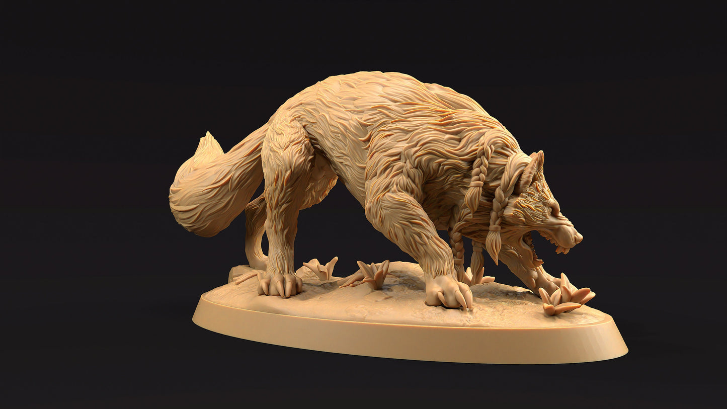 Moonborn Wolves Set | Dragon Trappers Lodge | The Moon Enclave | 32mm Scale Resin Printed Tabletop RPG Figure For DND