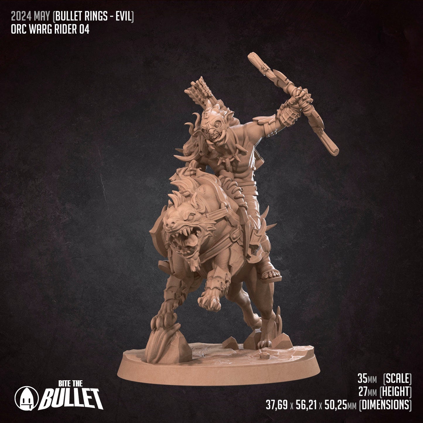 Orc Warg Riders Set | Bite The Bullet | 35mm Scale | Resin Printed Tabletop RPG Miniature Figures | DND | 5E