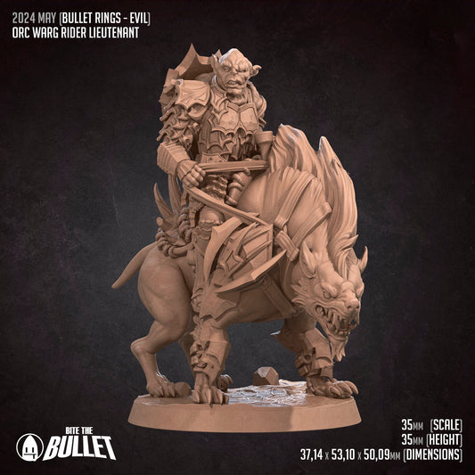 Orc Warg Rider Lieutenant | Bite The Bullet | 35mm Scale | Resin Printed Tabletop RPG Miniature Figures | DND | 5E