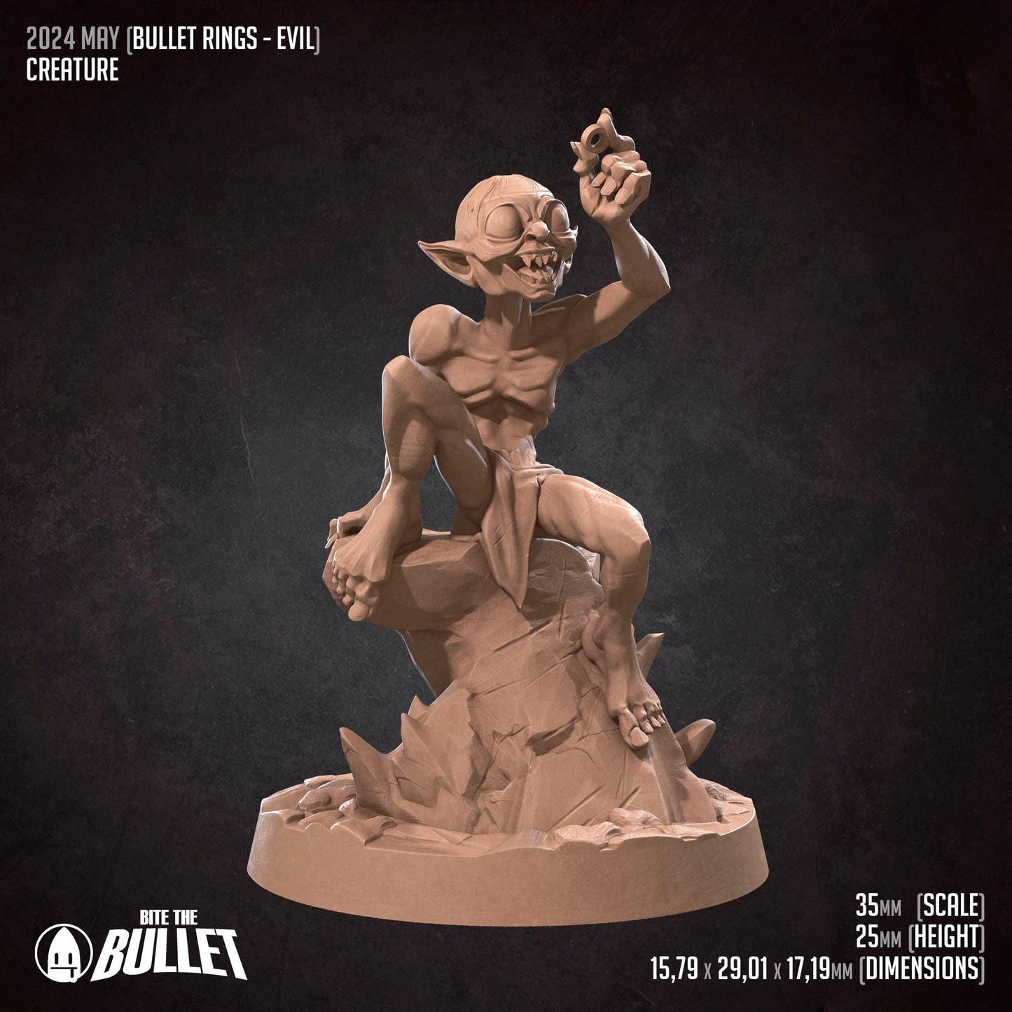 Ring Obsessed Creature | Bite The Bullet | 35mm Scale | Resin Printed Tabletop RPG Miniature Figures | DND | 5E