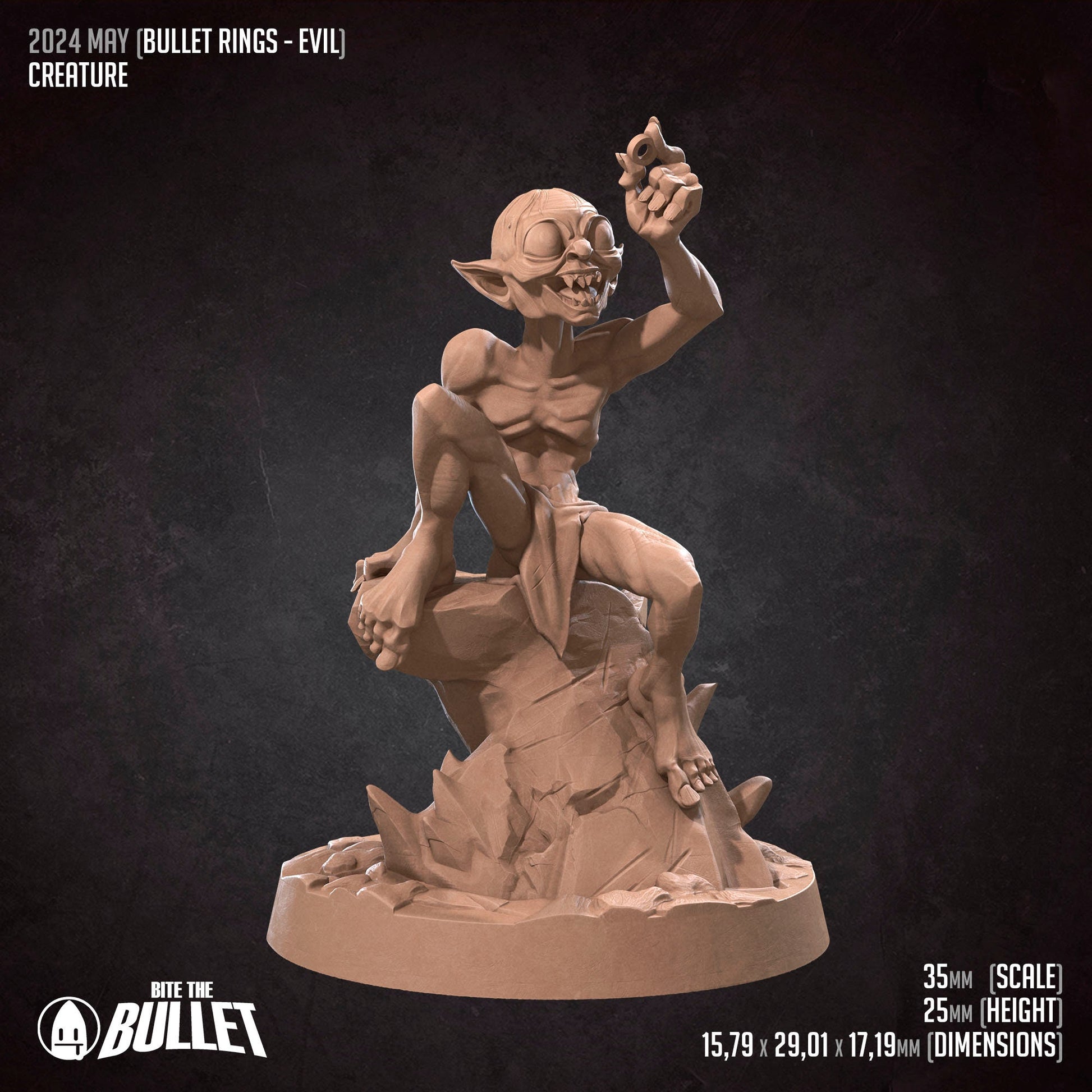 Ring Obsessed Creature | Bite The Bullet | 35mm Scale | Resin Printed Tabletop RPG Miniature Figures | DND | 5E