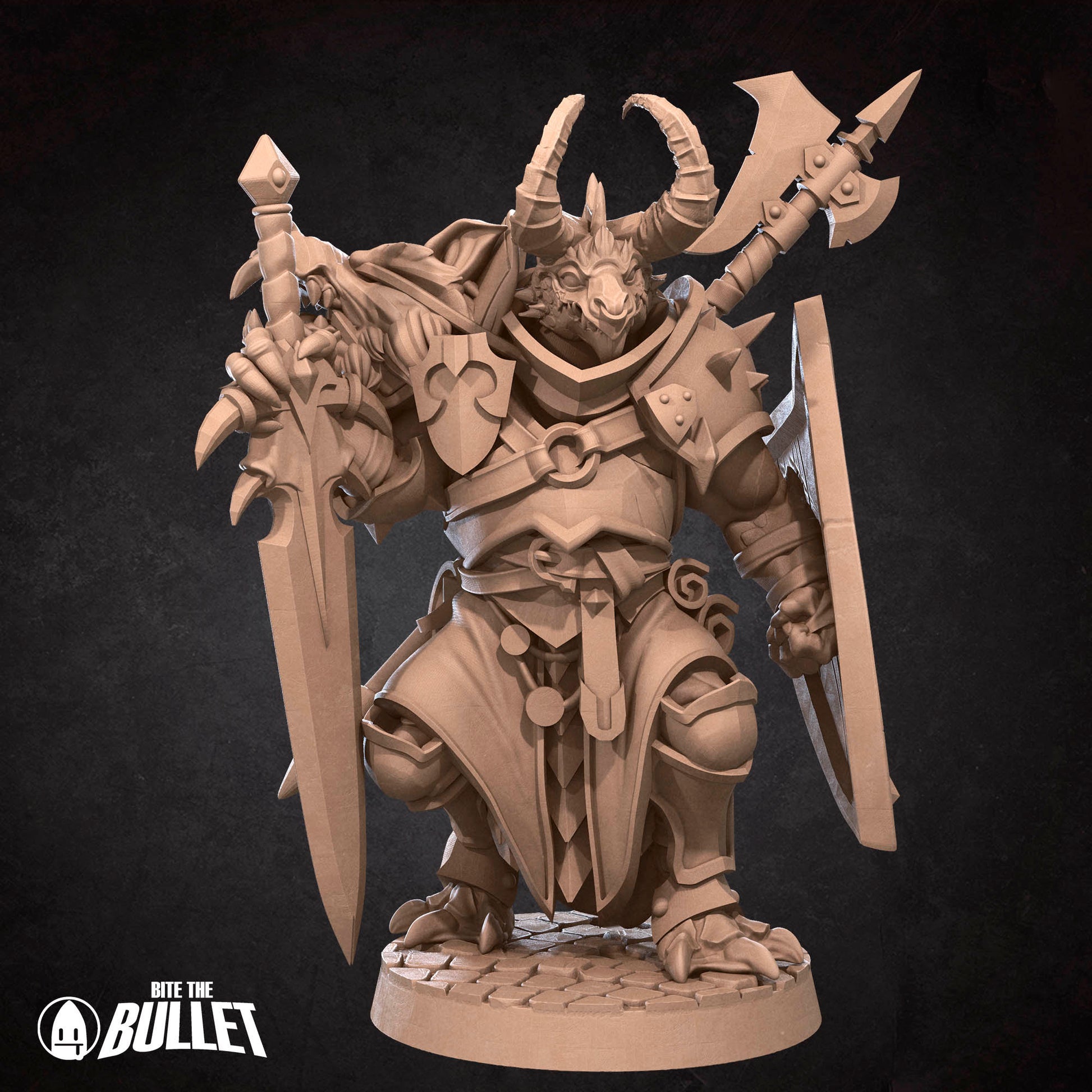 Dragonborn Fighter | Bite The Bullet | 35mm Scale | Resin Printed Tabletop RPG Miniature Figures | DND | 5E