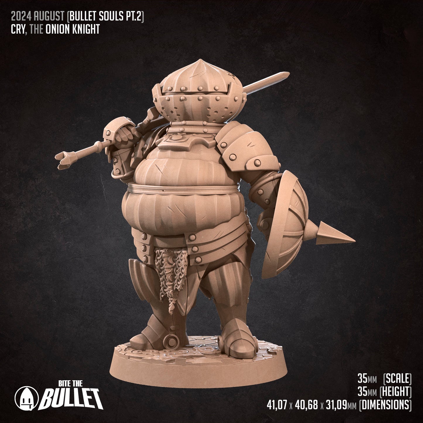 Cry The Onion Knight | Bite The Bullet | 35mm Scale | Resin Printed Tabletop RPG Miniature Figures | DND | 5E