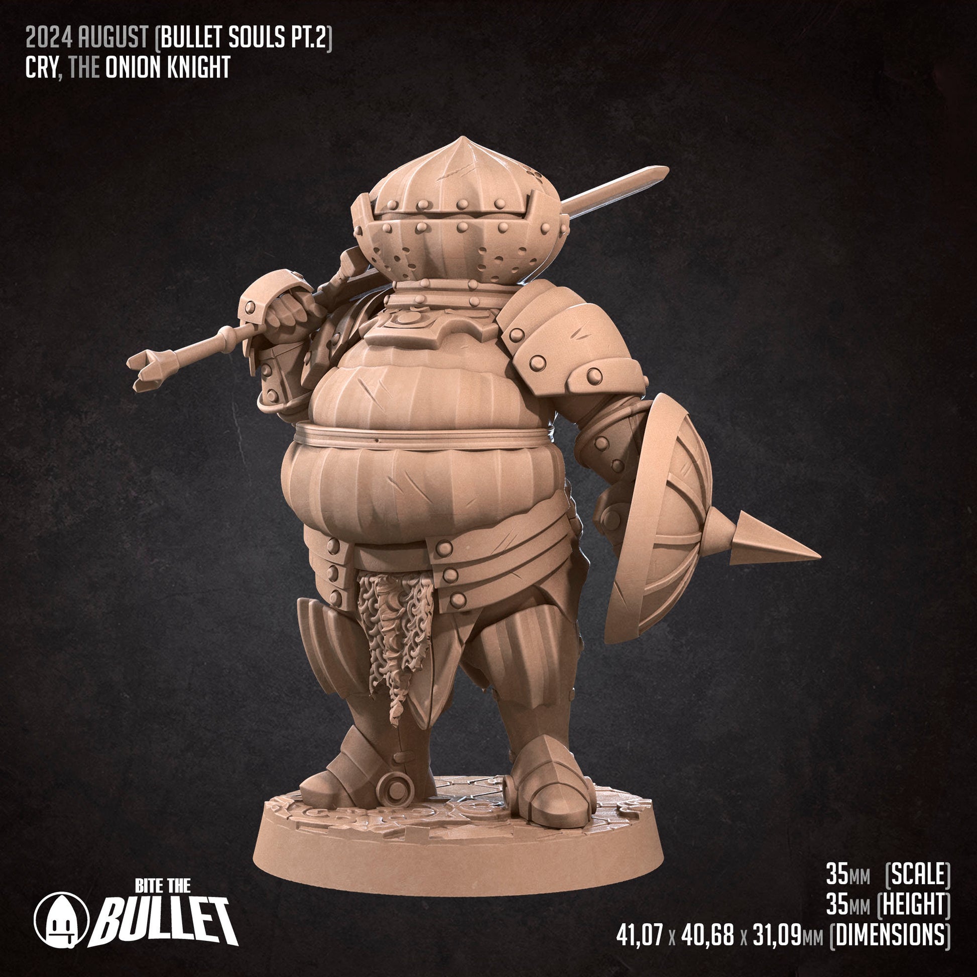 Cry The Onion Knight | Bite The Bullet | 35mm Scale | Resin Printed Tabletop RPG Miniature Figures | DND | 5E