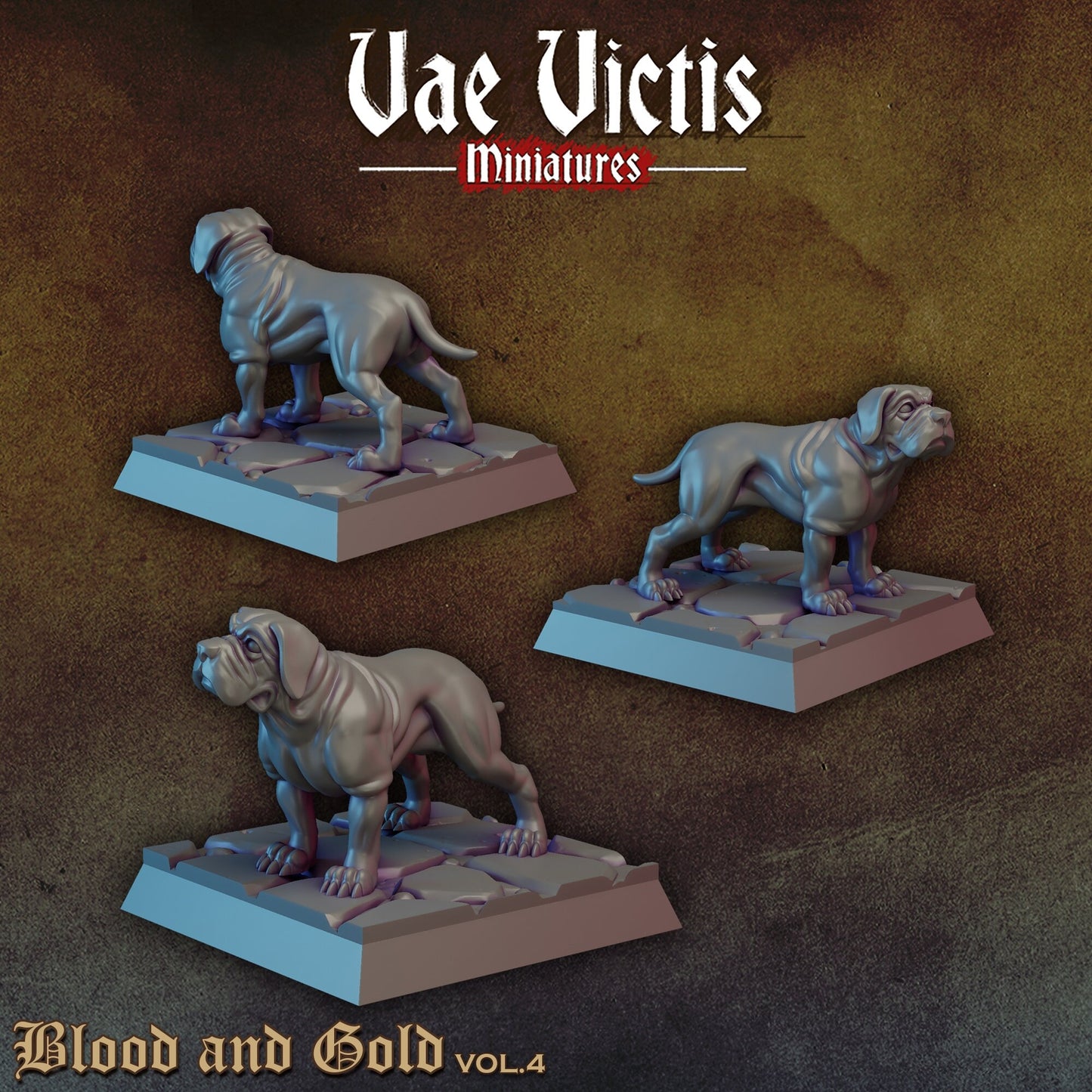 Hunting Hounds Set | Vae Victis Miniatures | 32mm Scale Resin Printed Tabletop RPG Figures for Tabletop Roleplaying or Wargaming