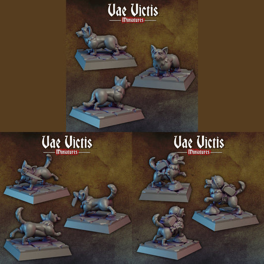 Corgi Set | Vae Victis Miniatures | 32mm Scale Resin Printed Tabletop RPG Figures for Tabletop Roleplaying or Wargaming