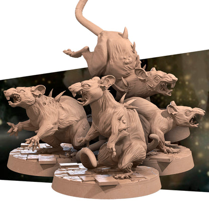 Graveyard Rat Minions Set | Bite The Bullet | 35mm Scale | Resin Printed Tabletop RPG Miniature Figures | DND | 5E