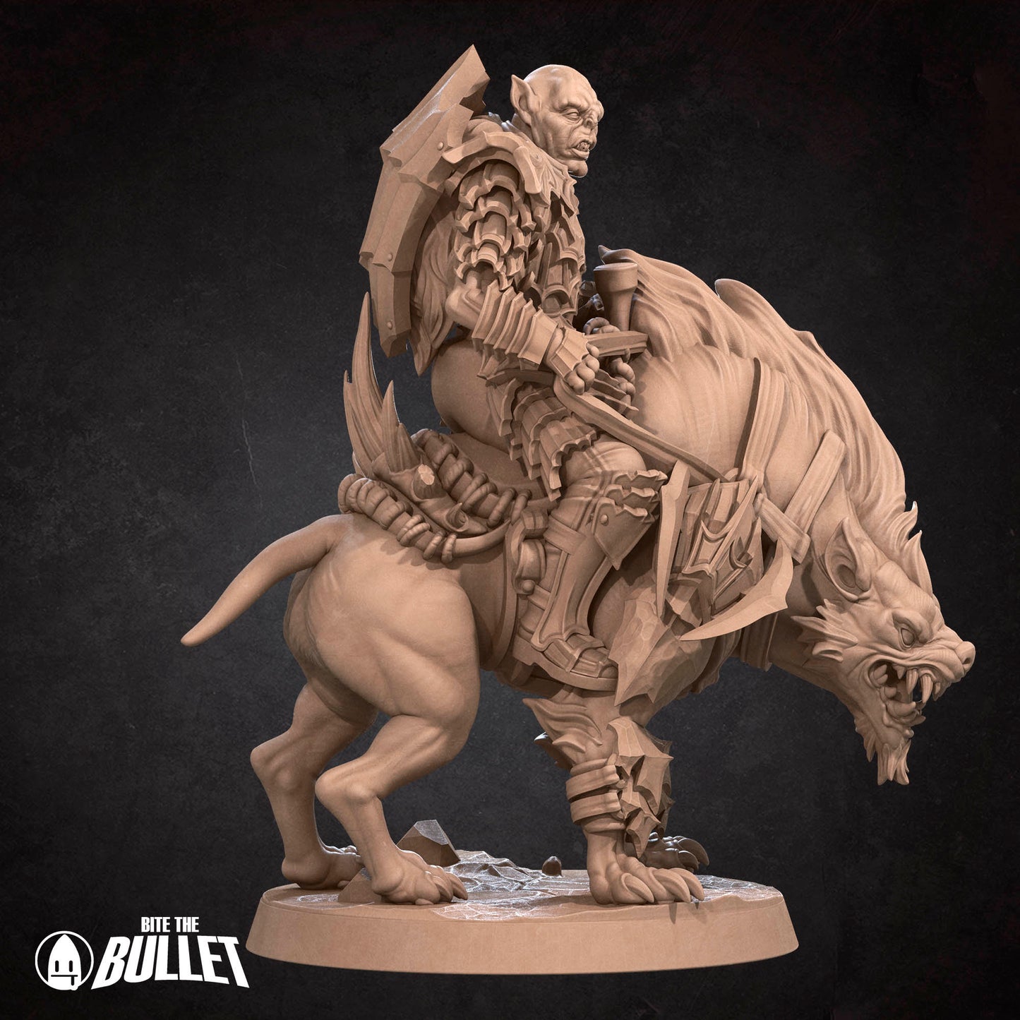 Orc Warg Rider Lieutenant | Bite The Bullet | 35mm Scale | Resin Printed Tabletop RPG Miniature Figures | DND | 5E