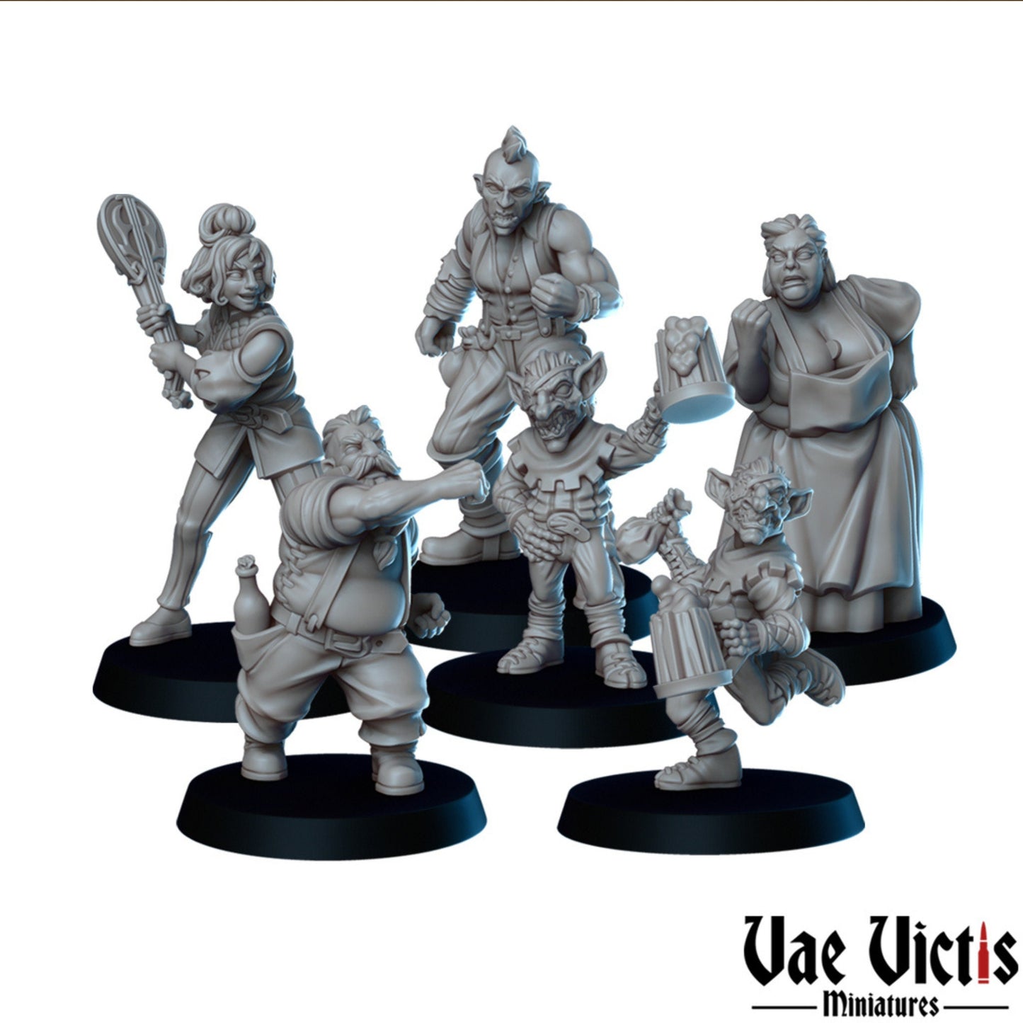 Bar Brawl Set | Vae Victis Miniatures | 32mm Scale Resin Printed Tabletop RPG Figures for Tabletop Roleplaying or Wargaming