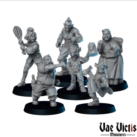 Bar Brawl Set | Vae Victis Miniatures | 32mm Scale Resin Printed Tabletop RPG Figures for Tabletop Roleplaying or Wargaming