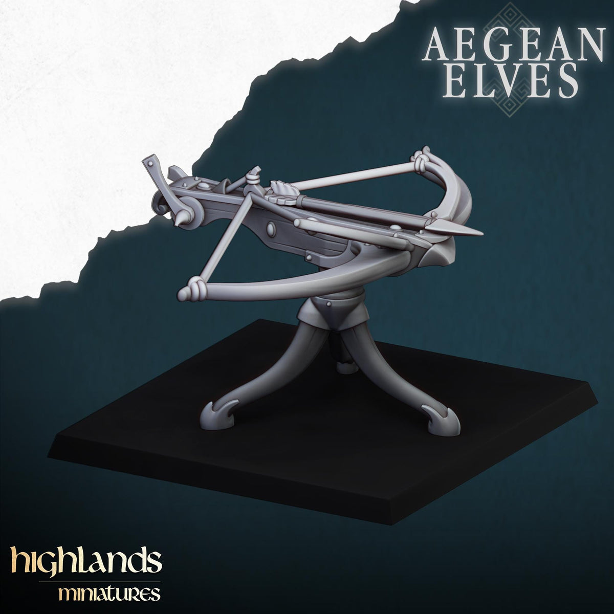 Aegean Elf Ballista | Aegean Elves | Highland Miniatures | 32mm Scale Resin Tabletop RPG Figures for Tabletop Roleplaying and Wargaming