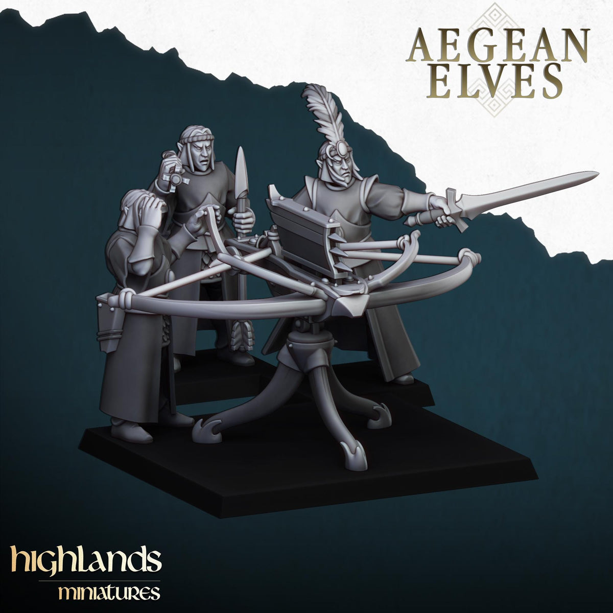 Aegean Elf Ballista | Aegean Elves | Highland Miniatures | 32mm Scale Resin Tabletop RPG Figures for Tabletop Roleplaying and Wargaming