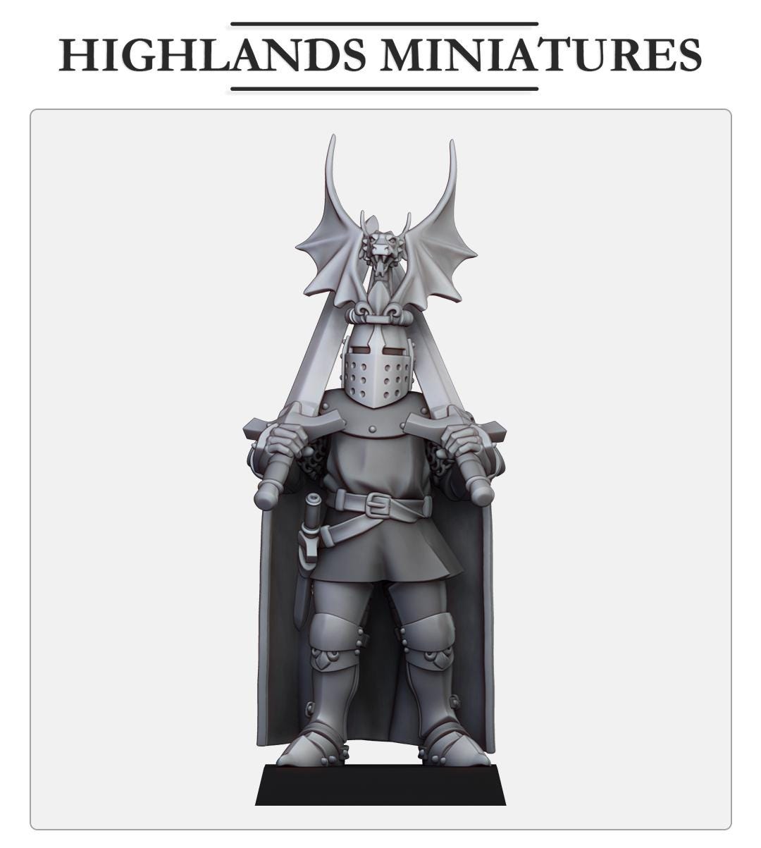 Dismounted Sir Jaume with Dual Swords | Gallia | Highland Miniatures | 32mm Scale Resin Tabletop RPG Figures for Roleplaying and Wargaming
