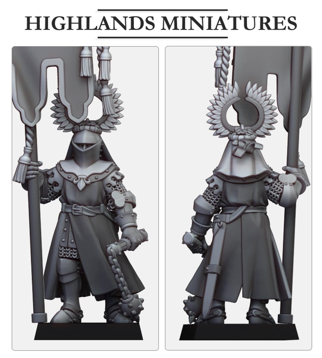 Gallia Battle Standard Bearer | Gallia | Highland Miniatures | 32mm Scale Resin Tabletop RPG Figures for Roleplaying and Wargaming