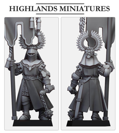 Gallia Battle Standard Bearer | Gallia | Highland Miniatures | 32mm Scale Resin Tabletop RPG Figures for Roleplaying and Wargaming