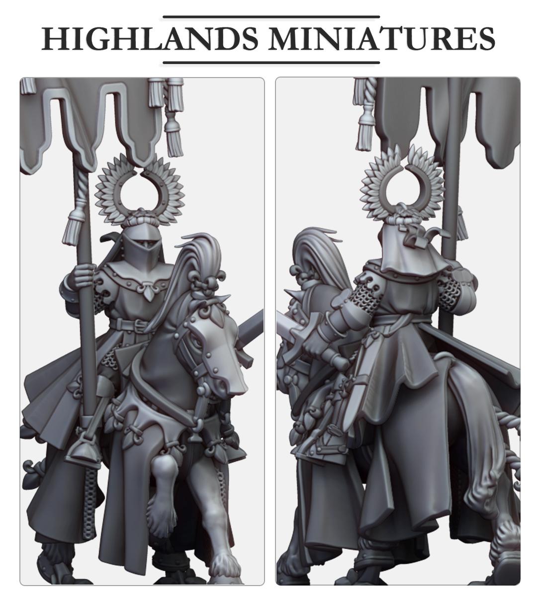 Gallia Battle Standard Bearer | Gallia | Highland Miniatures | 32mm Scale Resin Tabletop RPG Figures for Roleplaying and Wargaming