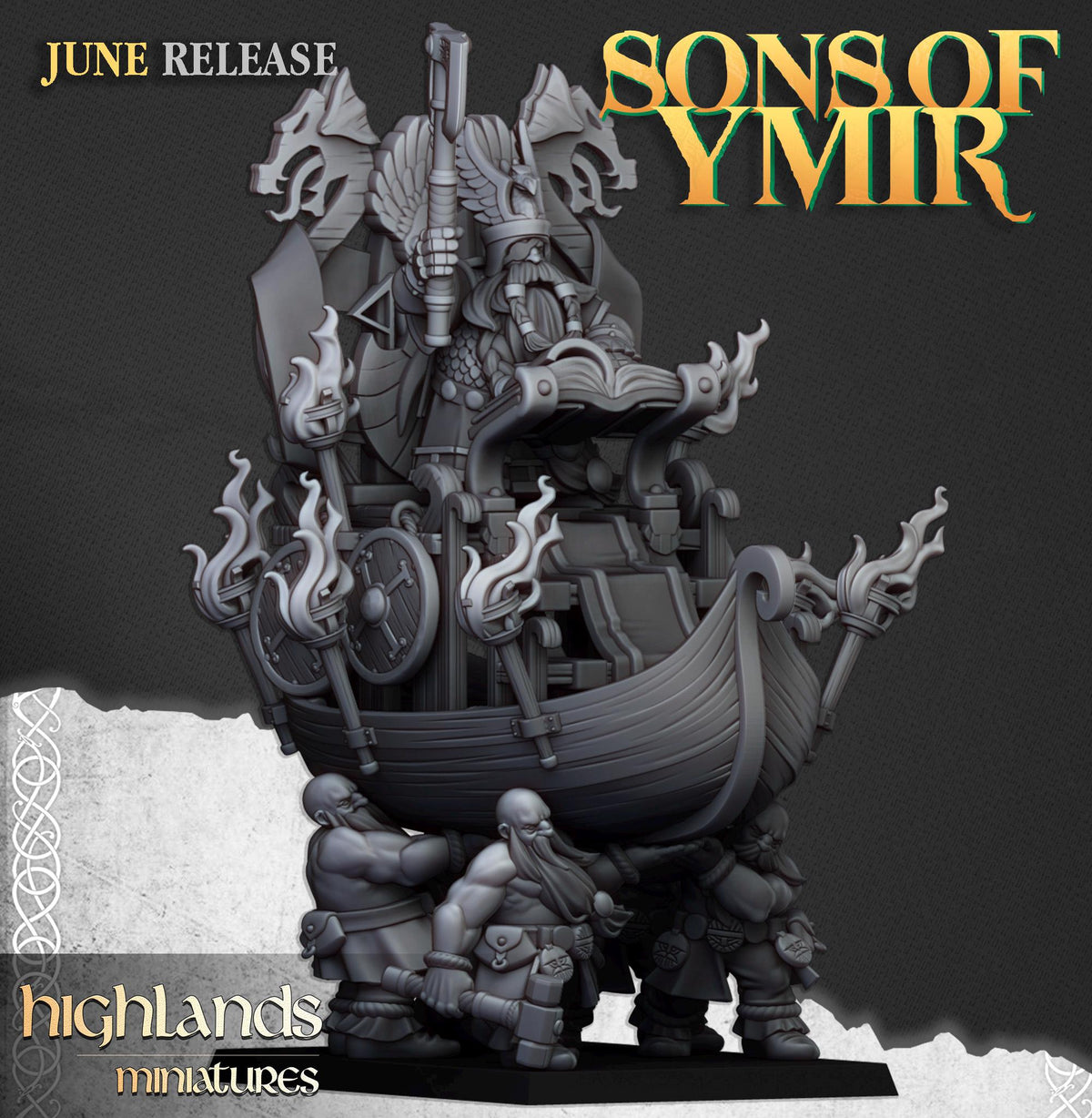 Dwarf King On Throne | Sons of Ymir | Highland Miniatures | 32mm Scale Resin Tabletop RPG Figures for Roleplaying and Wargaming