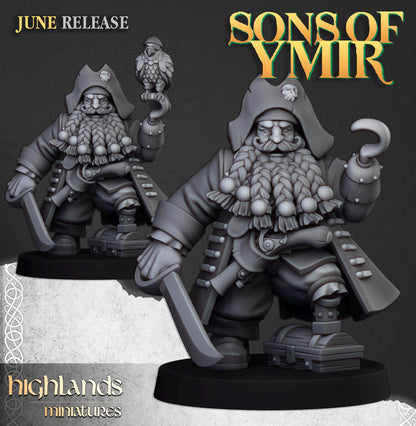 Dwarf Pirates | Sons of Ymir | Highland Miniatures | 32mm Scale Resin Tabletop RPG Figures for Roleplaying and Wargaming
