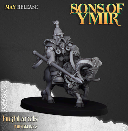 Mounted Dwarfs | Sons of Ymir | Highland Miniatures | 32mm Scale Resin Tabletop RPG Figures for Roleplaying and Wargaming