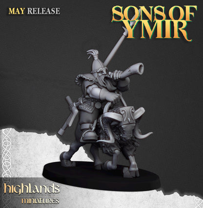 Mounted Dwarfs | Sons of Ymir | Highland Miniatures | 32mm Scale Resin Tabletop RPG Figures for Roleplaying and Wargaming