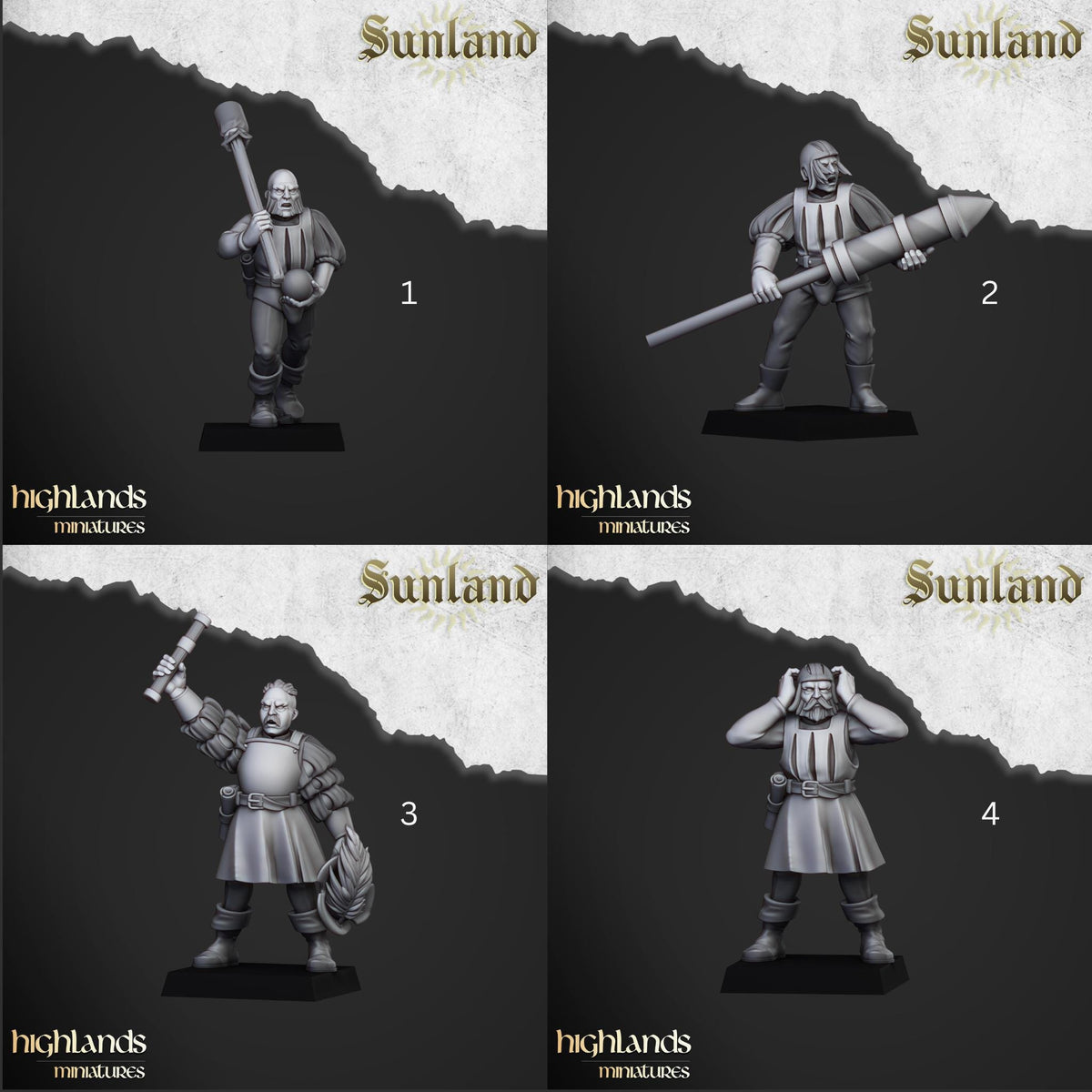 Sunland Artillery | Sunland | Highland Miniatures | 32mm Scale Resin Tabletop RPG Figures for Roleplaying and Wargaming