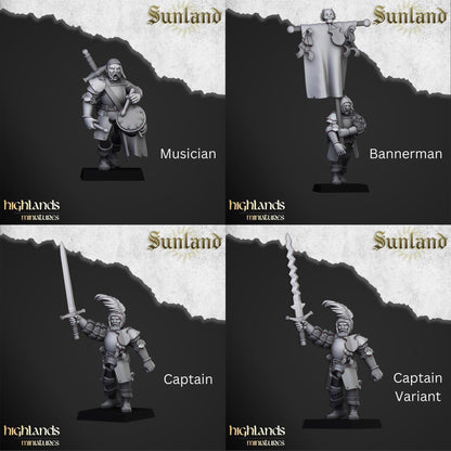 Sunland Landsknechts | Sunland | Highland Miniatures | 32mm Scale Resin Tabletop RPG Figures for Roleplaying and Wargaming