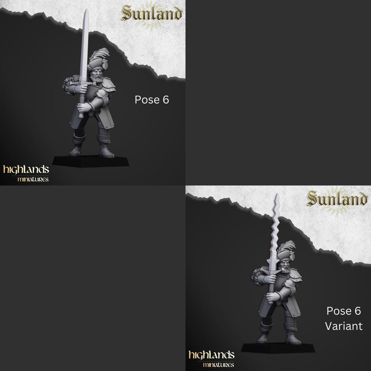 Sunland Landsknechts | Sunland | Highland Miniatures | 32mm Scale Resin Tabletop RPG Figures for Roleplaying and Wargaming