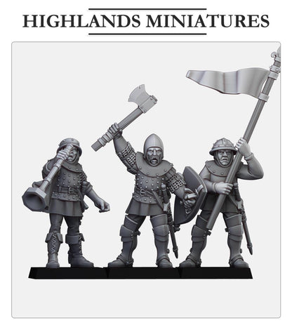 Gallia Shooters Command Group | Gallia | Highland Miniatures | 32mm Scale Resin Tabletop RPG Figures for Roleplaying and Wargaming