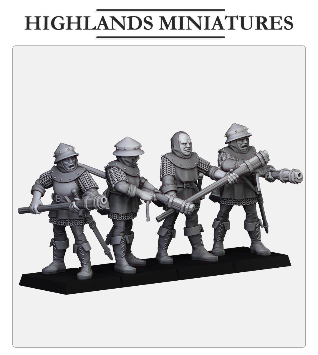 Gallia Shooters Handgunners | Gallia | Highland Miniatures | 32mm Scale Resin Tabletop RPG Figures for Roleplaying and Wargaming