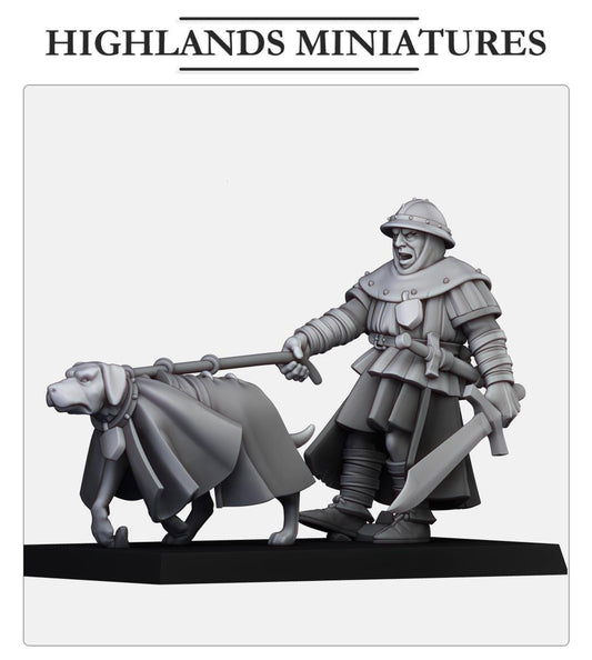 Man At Arms With Hunting Dog | Gallia | Highland Miniatures | 32mm Scale Resin Tabletop RPG Figures for Roleplaying and Wargaming
