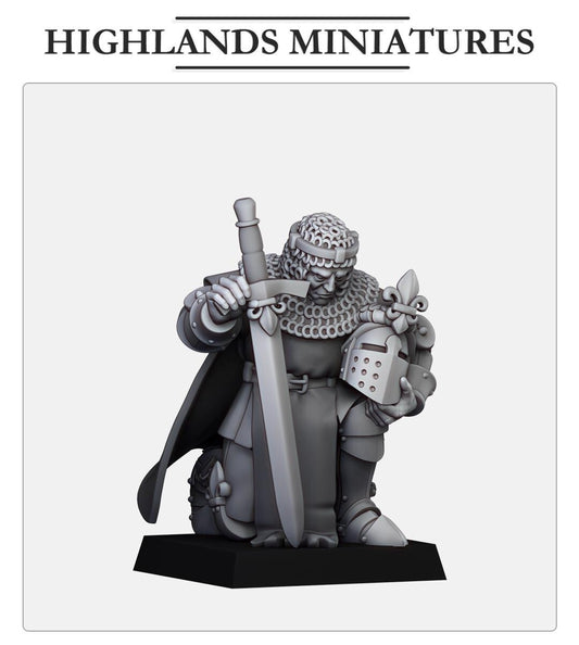 Praying Knight | Gallia | Highland Miniatures | 32mm Scale Resin Tabletop RPG Figures for Roleplaying and Wargaming