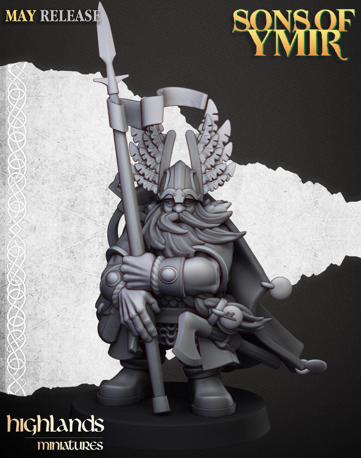 Dwarf Mountain Lord | Sons of Ymir | Highland Miniatures | 32mm Scale Resin Tabletop RPG Figures for Roleplaying and Wargaming