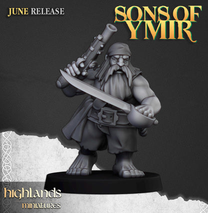Dwarf Pirates | Sons of Ymir | Highland Miniatures | 32mm Scale Resin Tabletop RPG Figures for Roleplaying and Wargaming