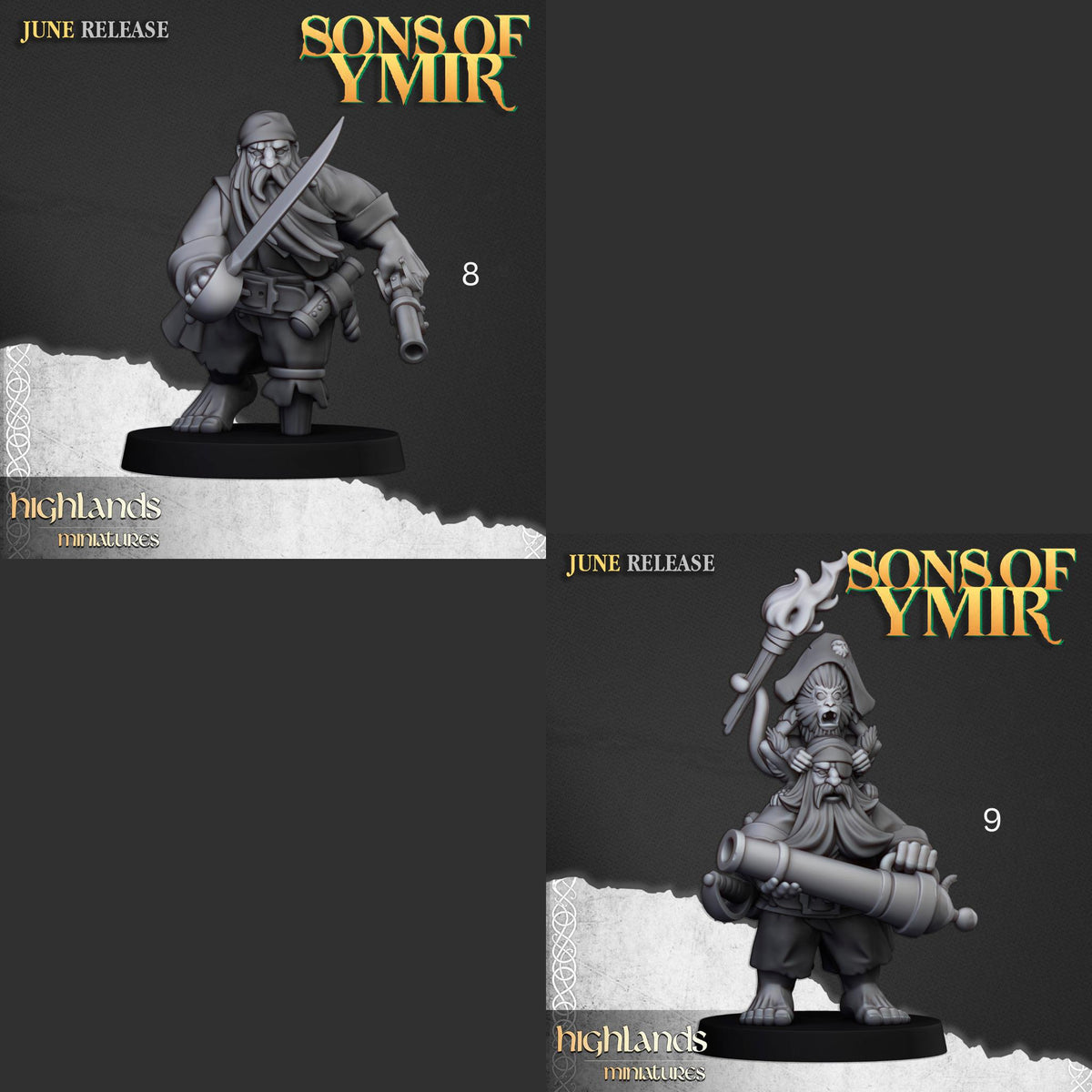 Dwarf Pirates | Sons of Ymir | Highland Miniatures | 32mm Scale Resin Tabletop RPG Figures for Roleplaying and Wargaming