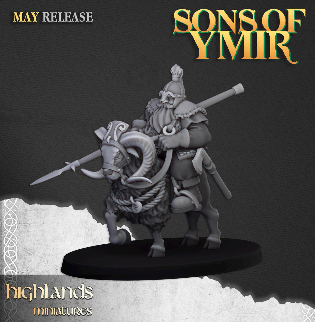 Mounted Dwarfs | Sons of Ymir | Highland Miniatures | 32mm Scale Resin Tabletop RPG Figures for Roleplaying and Wargaming
