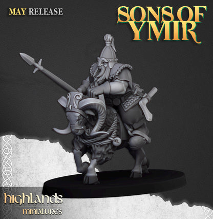 Mounted Dwarfs | Sons of Ymir | Highland Miniatures | 32mm Scale Resin Tabletop RPG Figures for Roleplaying and Wargaming