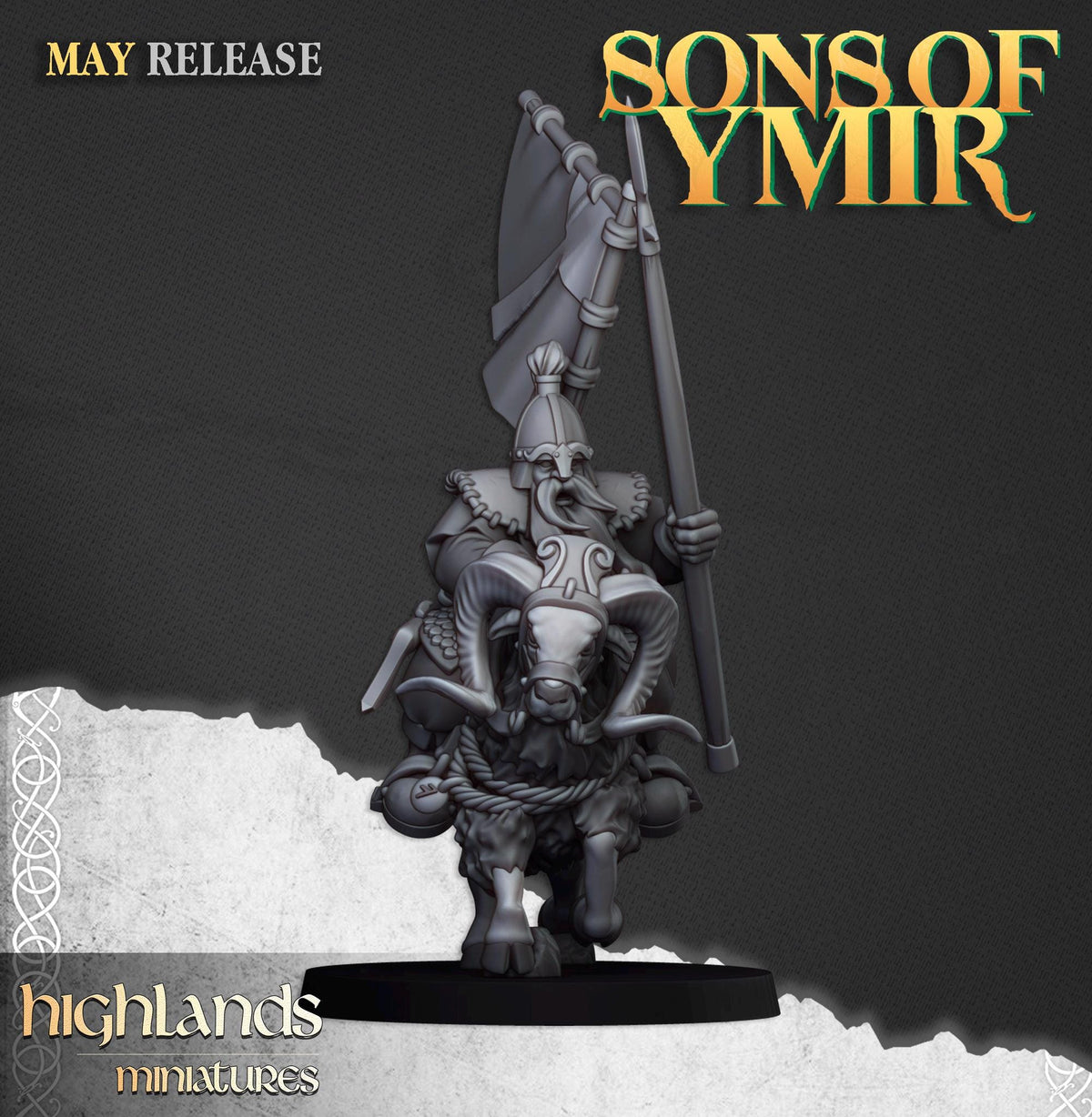 Mounted Dwarfs | Sons of Ymir | Highland Miniatures | 32mm Scale Resin Tabletop RPG Figures for Roleplaying and Wargaming
