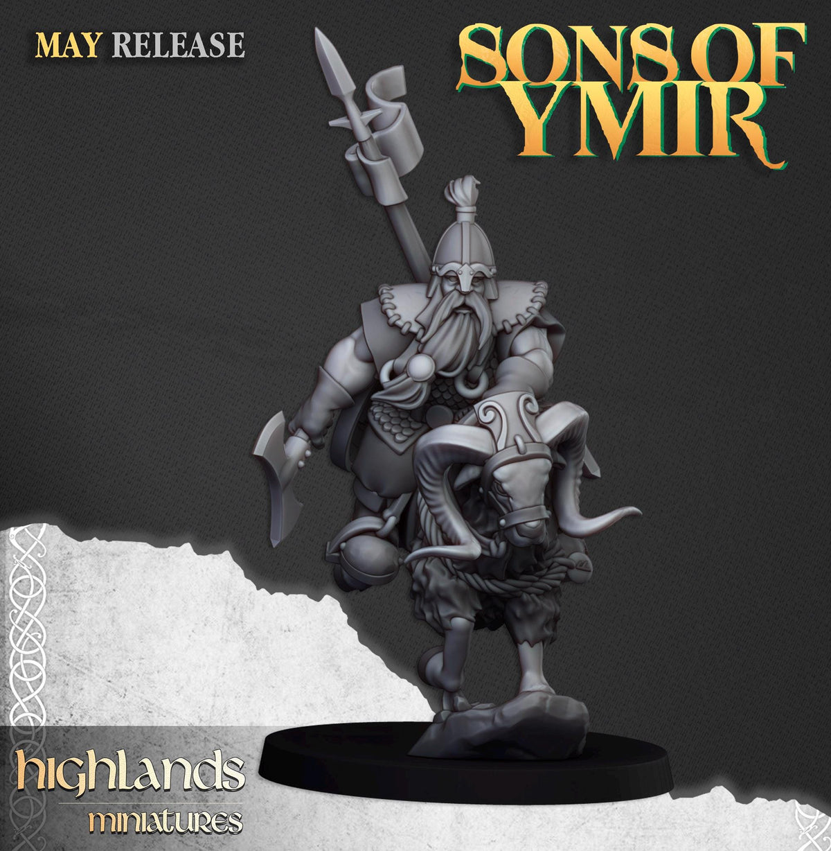 Mounted Dwarfs | Sons of Ymir | Highland Miniatures | 32mm Scale Resin Tabletop RPG Figures for Roleplaying and Wargaming