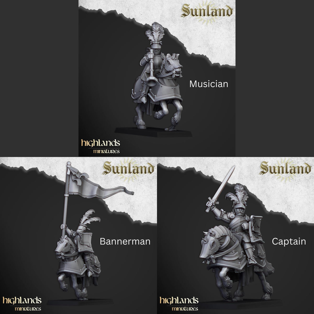 Sunland Cavalry | Sunland | Highland Miniatures | 32mm Scale Resin Tabletop RPG Figures for Roleplaying and Wargaming