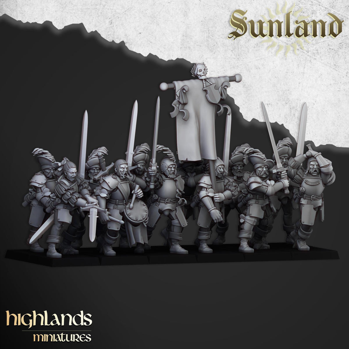 Sunland Landsknechts | Sunland | Highland Miniatures | 32mm Scale Resin Tabletop RPG Figures for Roleplaying and Wargaming