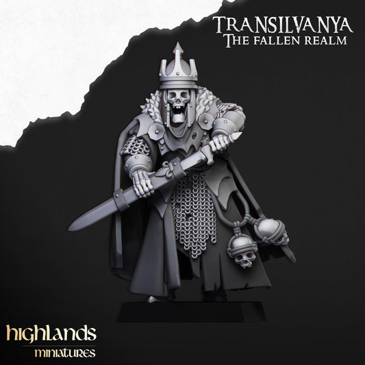 Skeletal Lord | Transilvanya The Fallen Realm | Highland Miniatures | 32mm Scale Resin Tabletop RPG Figures for Roleplaying and Wargaming