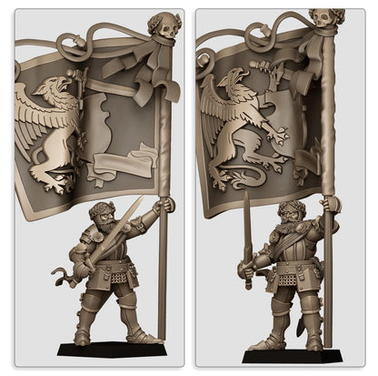 Sunland Battle Standard Bearer | Sunland | Highland Miniatures | 32mm Scale Resin Tabletop RPG Figures for Roleplaying and Wargaming
