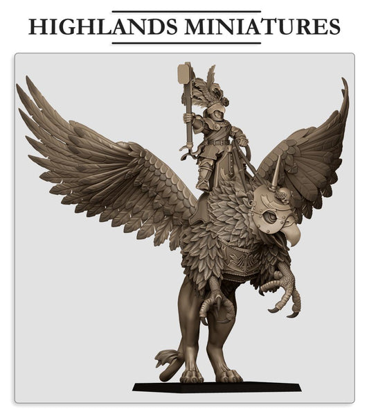 Sunland Emperor on Griffon | Sunland | Highland Miniatures | 32mm Scale Resin Tabletop RPG Figures for Roleplaying and Wargaming