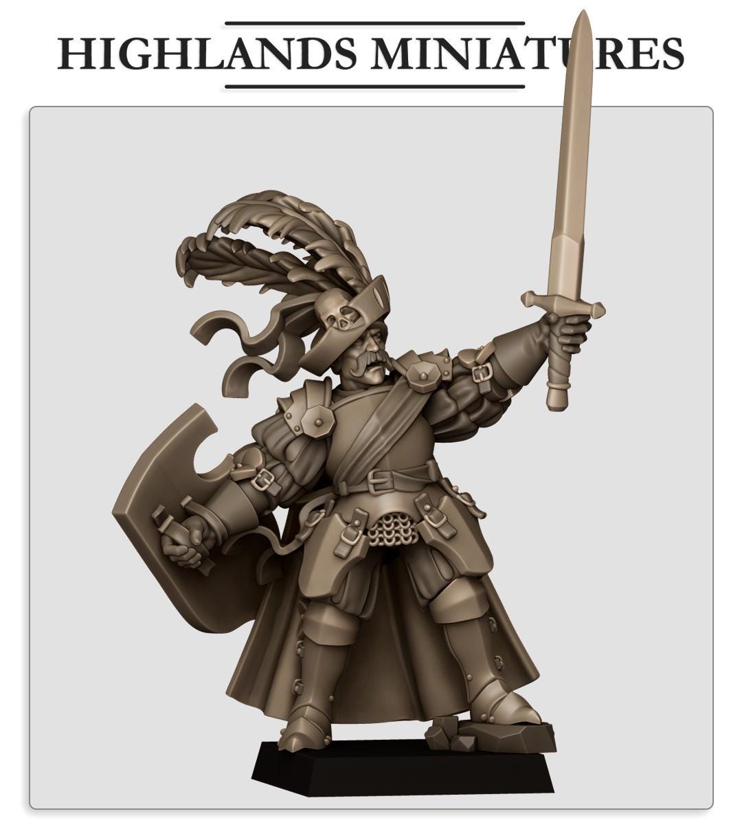 Sunland General on Foot | Sunland | Highland Miniatures | 32mm Scale Resin Tabletop RPG Figures for Roleplaying and Wargaming