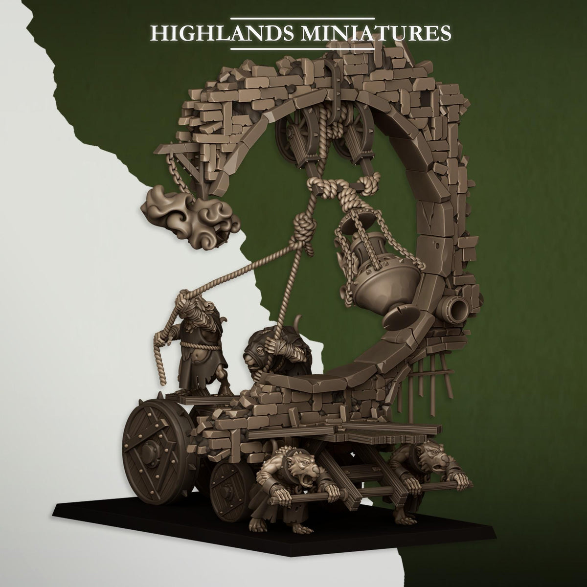 Moving Sewer with Bell and Censer | Vermin Reinforces | Highland Miniatures | 32mm Scale Resin TTRPG Figures for Roleplaying and Wargaming