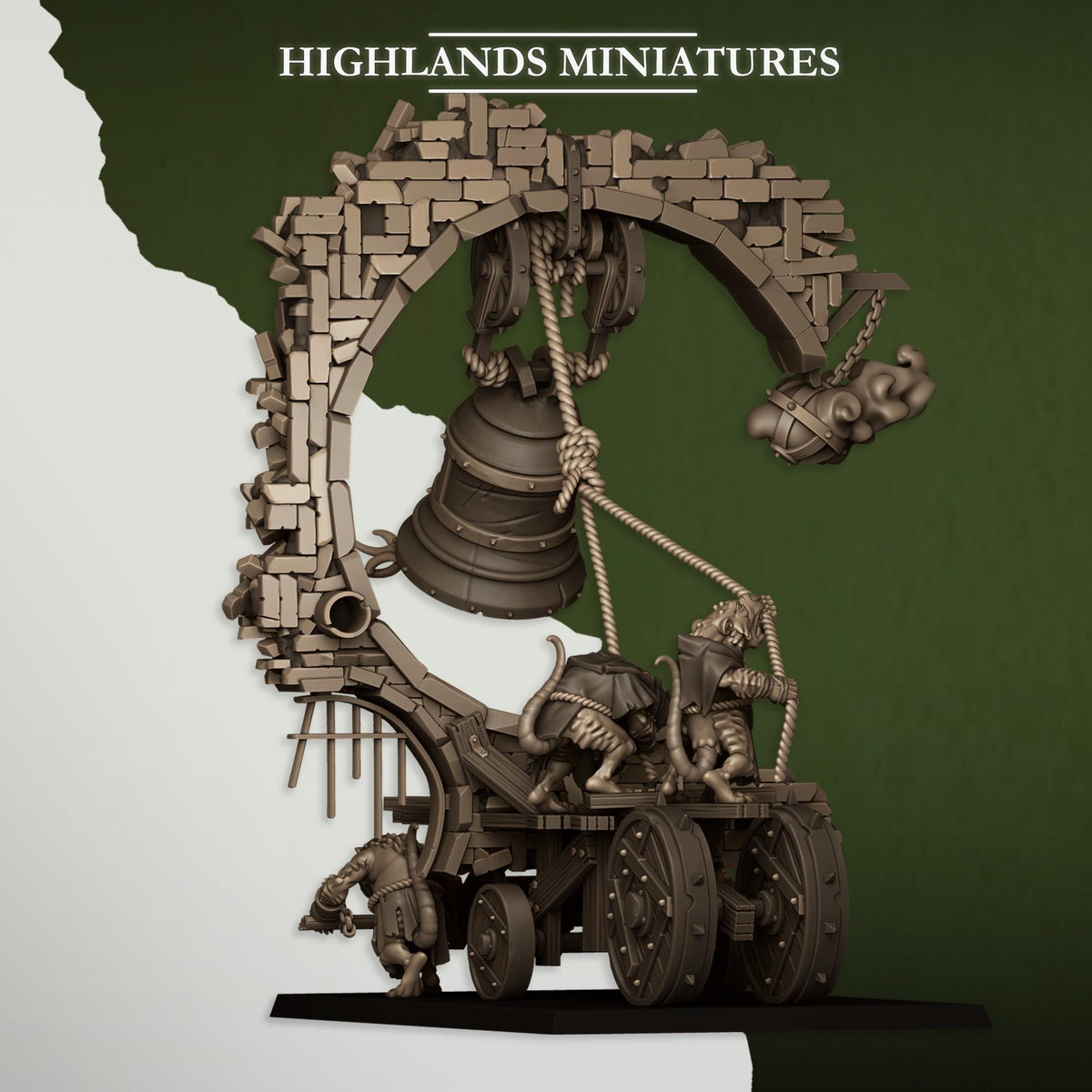 Moving Sewer with Bell and Censer | Vermin Reinforces | Highland Miniatures | 32mm Scale Resin TTRPG Figures for Roleplaying and Wargaming