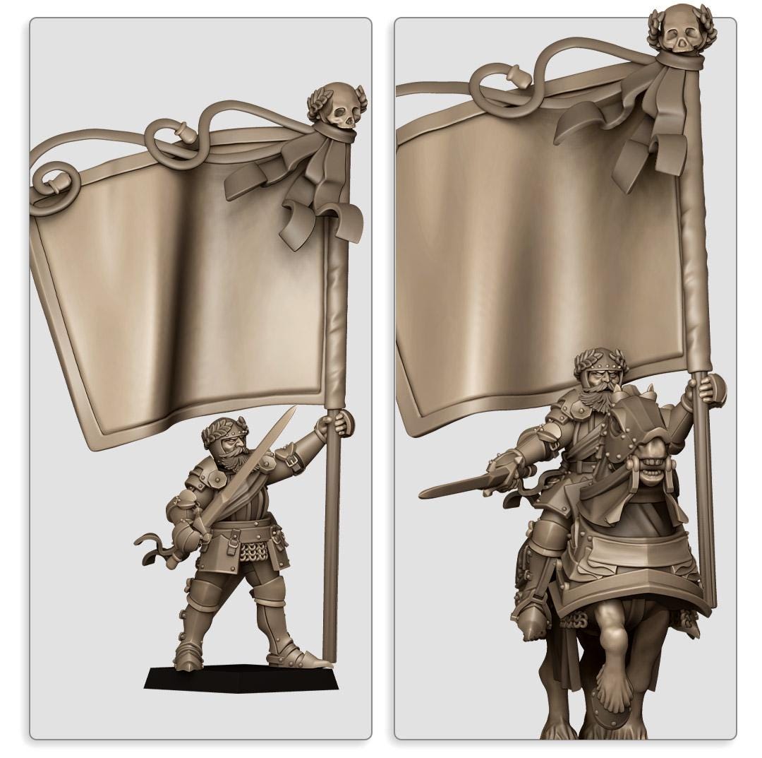 Sunland Battle Standard Bearer | Sunland | Highland Miniatures | 32mm Scale Resin Tabletop RPG Figures for Roleplaying and Wargaming