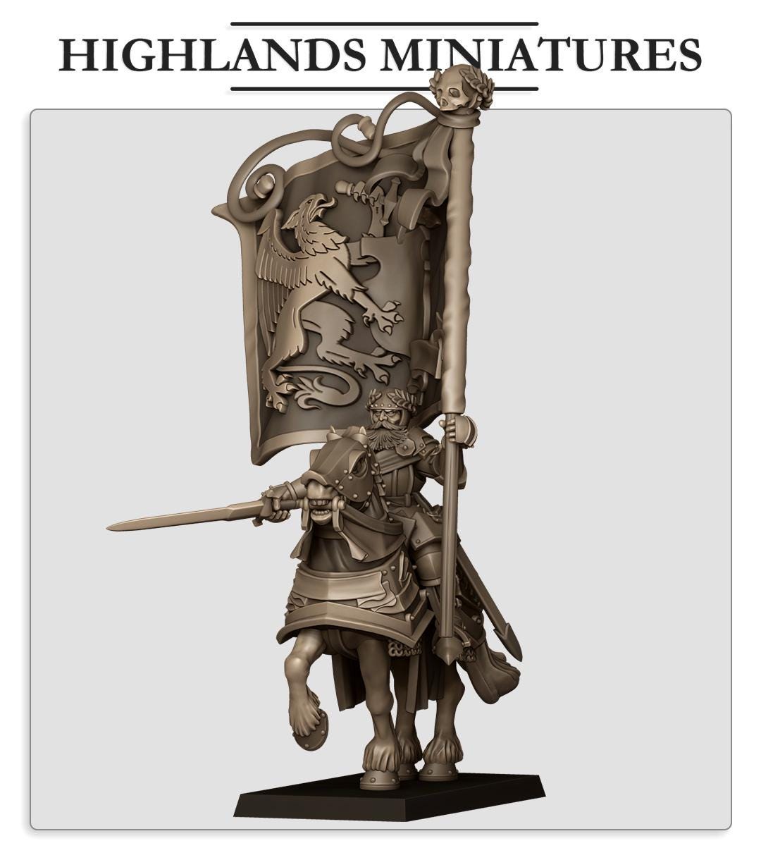 Sunland Battle Standard Bearer | Sunland | Highland Miniatures | 32mm Scale Resin Tabletop RPG Figures for Roleplaying and Wargaming
