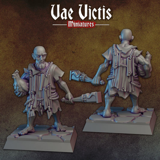 Old Man And His Chicken | Vae Victis Miniatures | 32mm Scale Resin Printed Tabletop RPG Figures for Tabletop Roleplaying or Wargaming