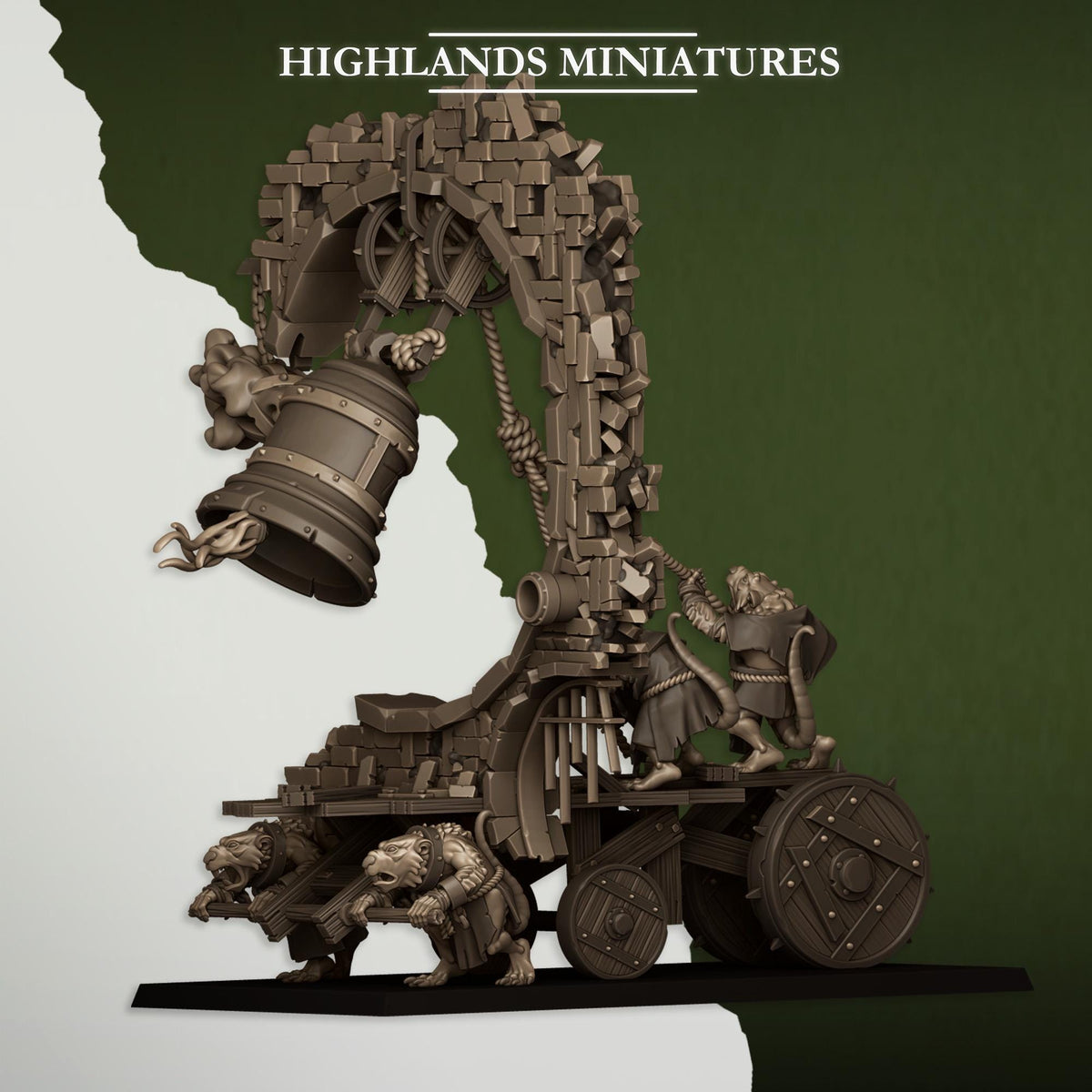 Moving Sewer with Bell and Censer | Vermin Reinforces | Highland Miniatures | 32mm Scale Resin TTRPG Figures for Roleplaying and Wargaming